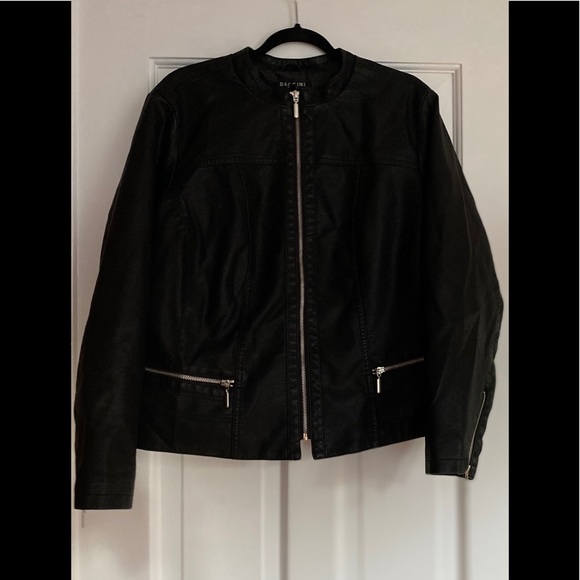baccini black leather jacket